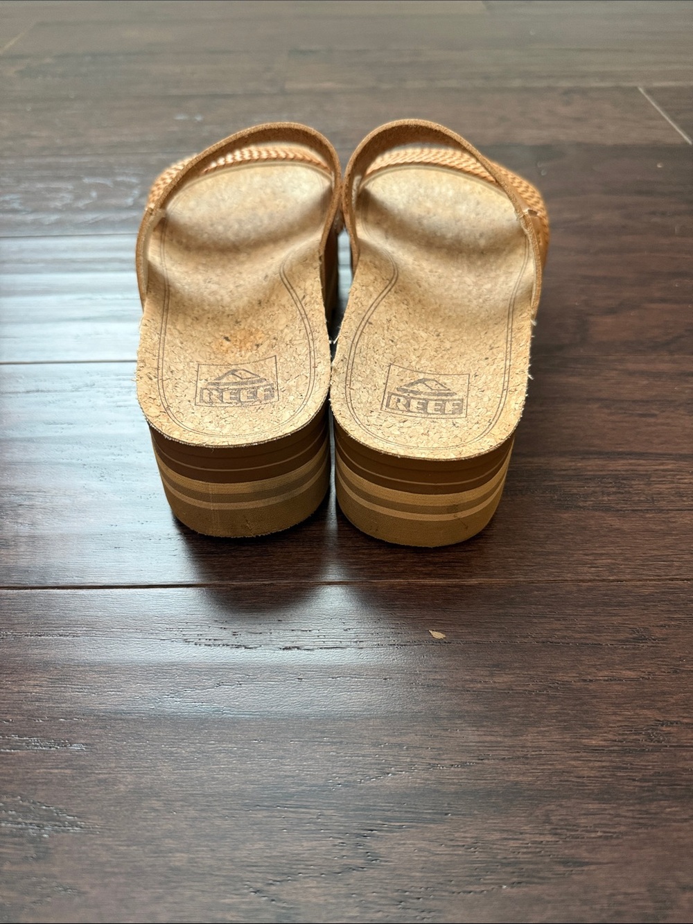 Reef Tan Ribbed Sole Slide Sandals with Braided Strap - Picture 3 of 6
